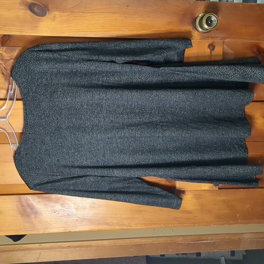 J* 3/4 sleeve faux cowl neck 2 button detail textured black gray tunic top XXL - Picture 12 of 13